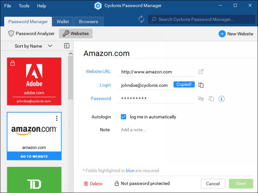 Cyclonis Password Manager 2.4.2.133 (Freeware 8.40Mb)