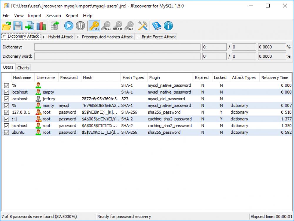 JRecoverer for MySQL Passwords 1.5.0 (Shareware 52.06Mb)