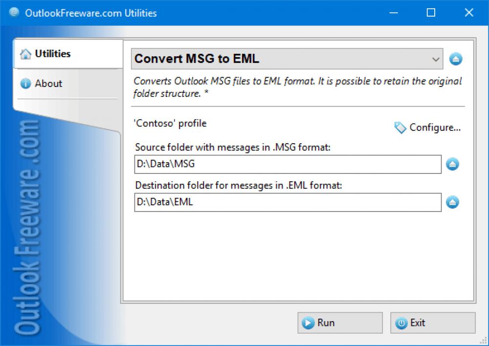 Convert MSG to EML for Outlook 4.20 (Freeware 0.30Mb)
