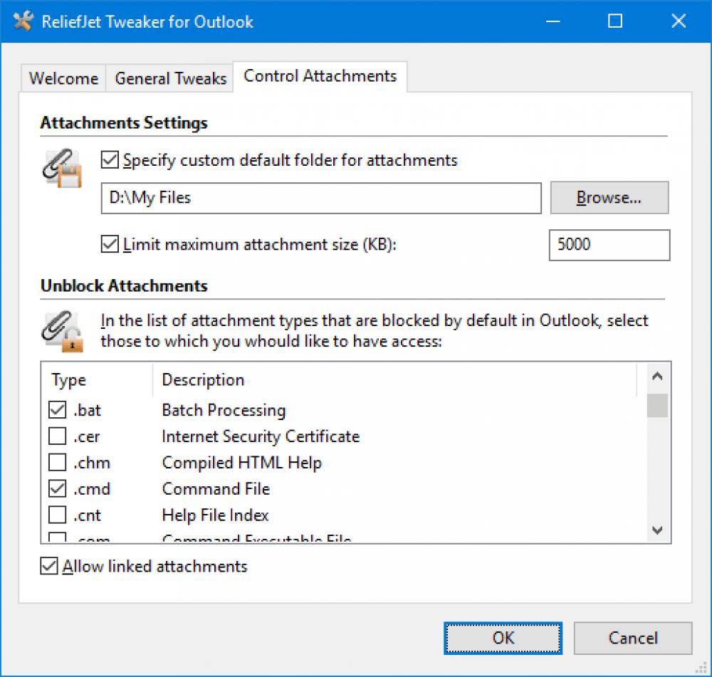 ReliefJet Tweaker for Outlook 1.1 (Freeware 0.31Mb)
